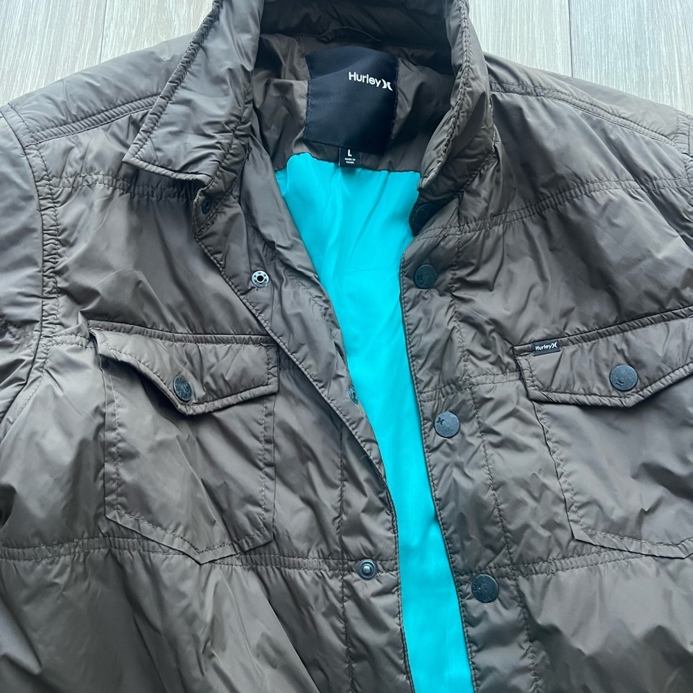 Hurley Lightweight Puffer Jacket Brown Size L Outdoor Travel Packable - Picture 3 of 4